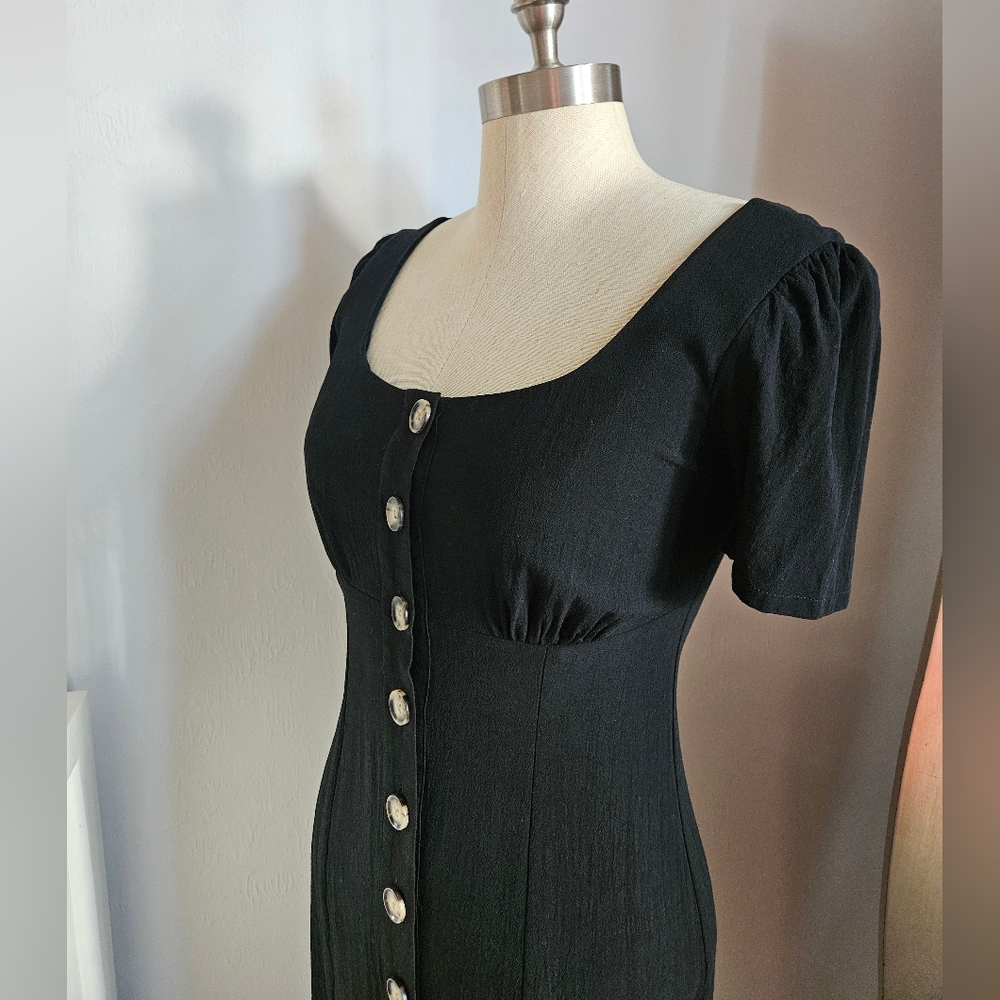 EXPRESS Button Front Scoop Neck Black Mini Dress | SZ S - Picture 7 of 10